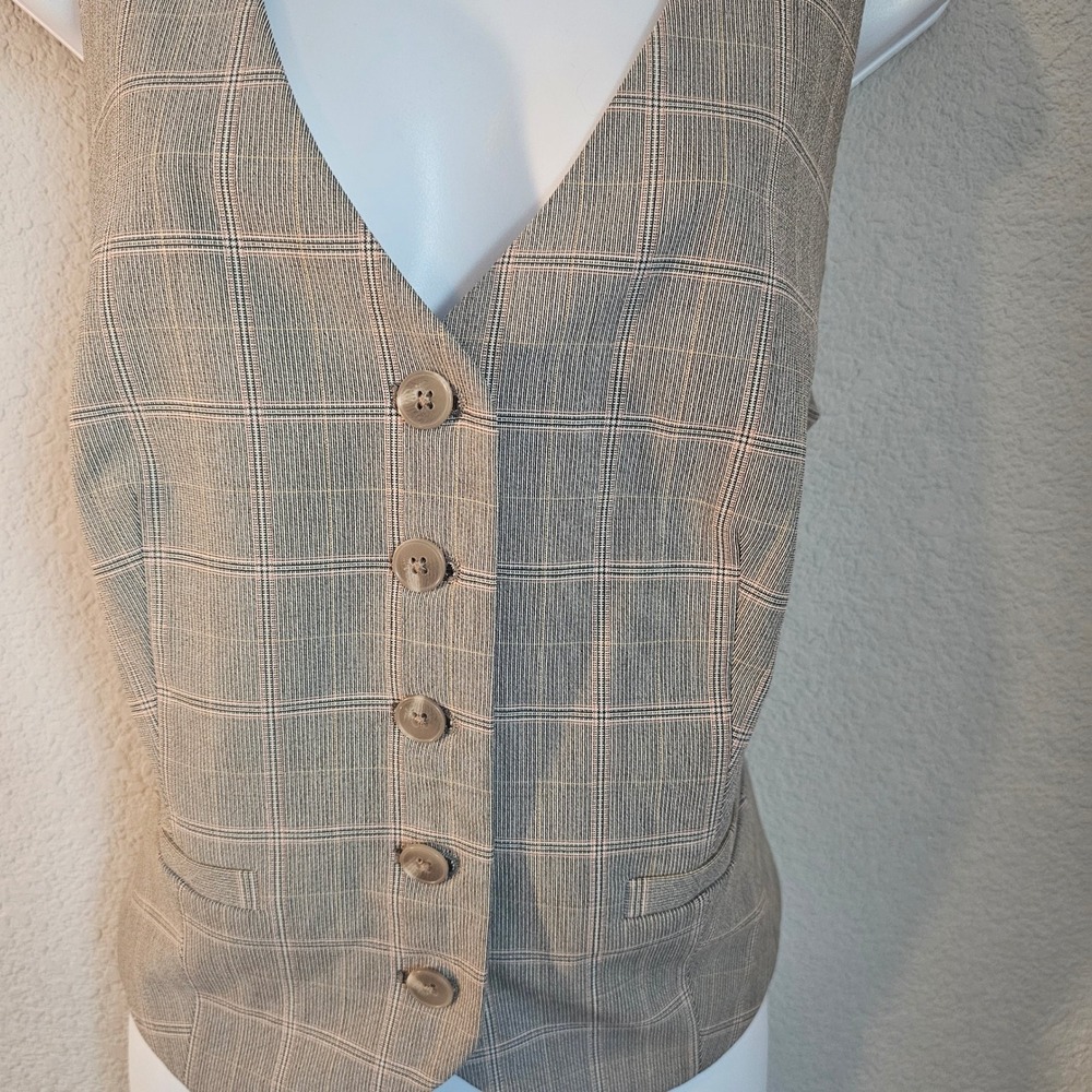 Express large vest grey women button up office casual academia classic - Picture 2 of 10